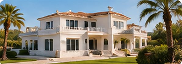 A white house with a garden and palm trees on the Costa Blanca.